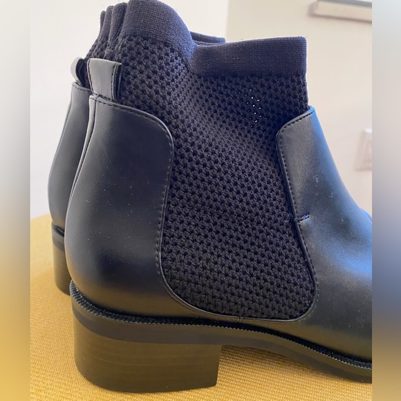 New Zara black Leather Chelsea Sock Ankle Boots 38 - Picture 9 of 12